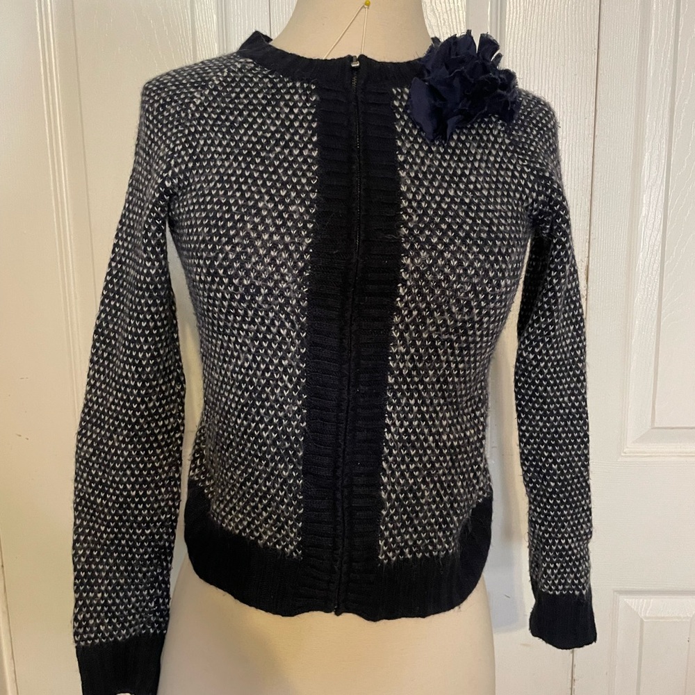 Crewcuts Navy and White Knit Cardigan